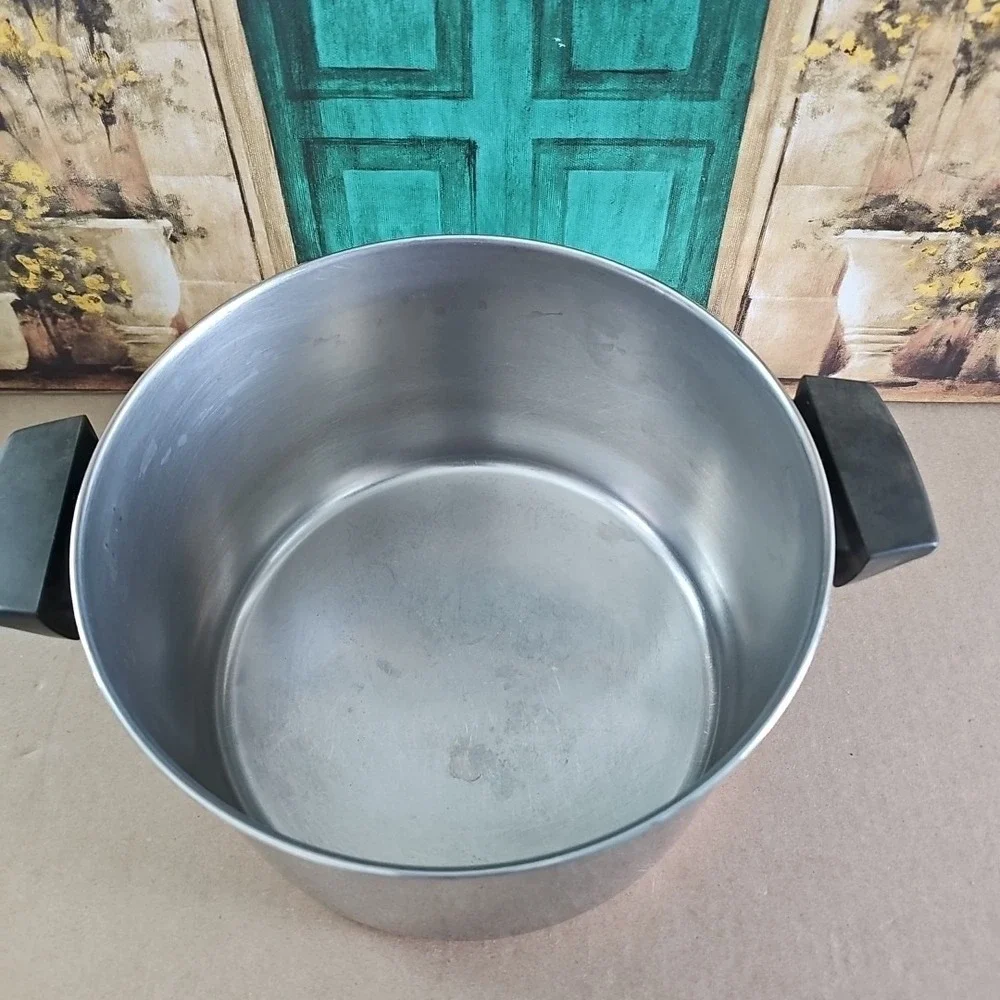 REVERE WARE 6 Qt Stock Pot & Lid Copper Bottom Clinton ILL USA Vtg Clean